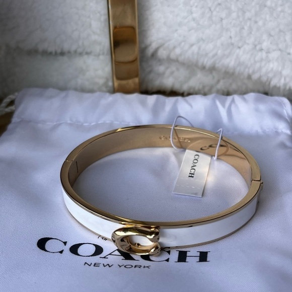 Coach white enamel bangle gold​​ - Picture 1 of 4